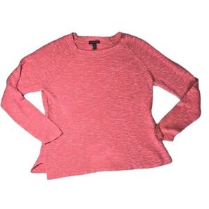 Eileen Fisher Organic Linen Cotton Open Knit Crochet Sweater Pink Peach